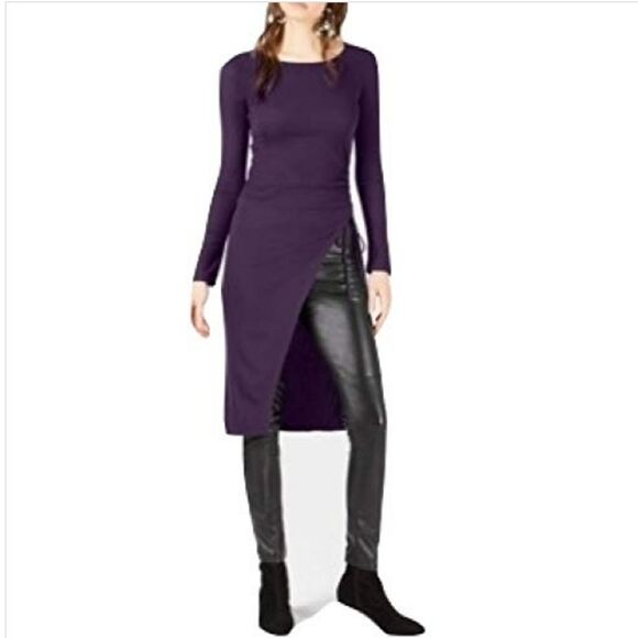 Bar III Tops - Bar III -515 NWT Ruched Long Sleeve Tunic Purple Dynasty Women's Medium